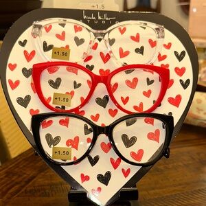 Nicole Miller Studio Clear, Red and Black Reading Glasses Set +1.50